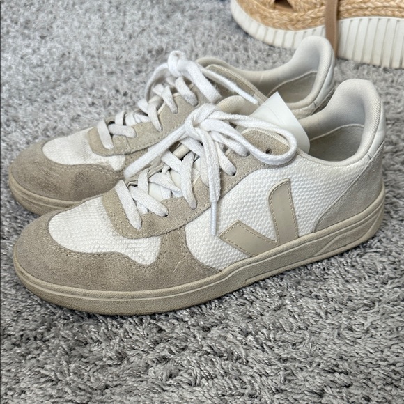Veja Off-White and Taupe Sneakers - Picture 1 of 6